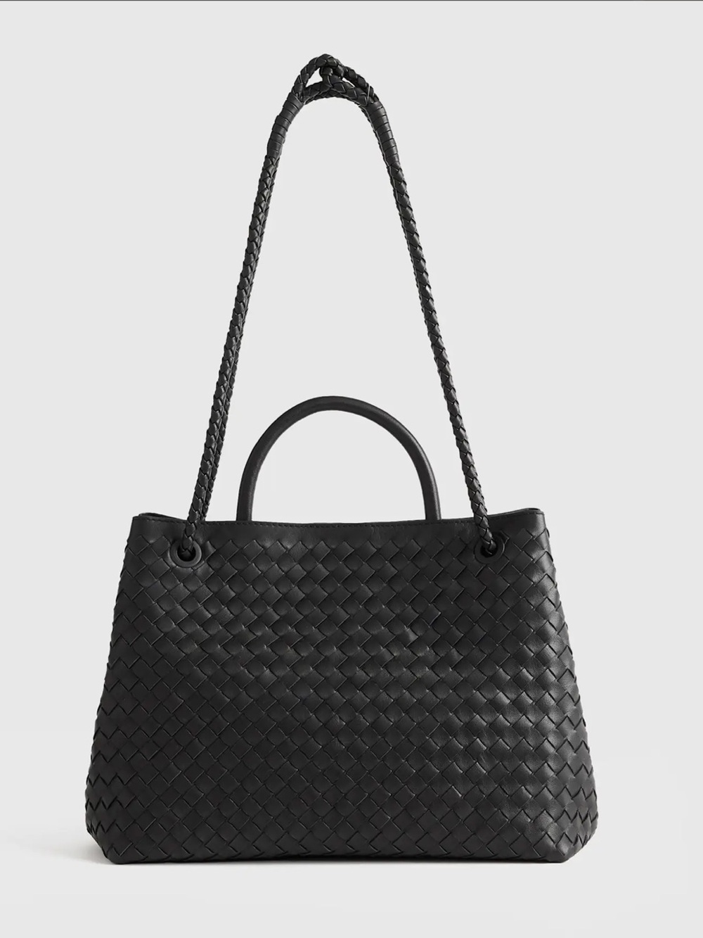 Quince | Bag | Quince Handwoven Italian Leather Satchel | Black - Picture 3 of 13